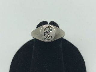 Collectible Mickey Mouse Sterling Silver Ring Walt Disney Vintage Jewelry Size 7