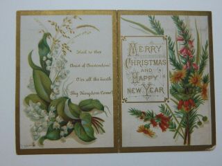 Vintage Victorian Folding Merry Christmas & Happy Year Card
