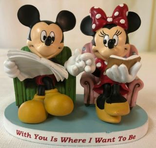 Mickey & Minnie " With You Is Where I Want To Be " Figurine/disney Magical Moments