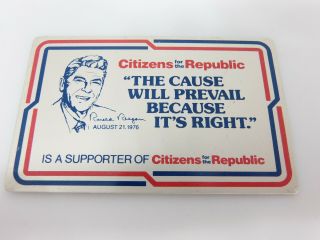 Rare Ronald Reagan 1976 Citizens For The Republic Metal Membership Card
