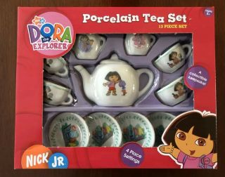 Nick Jr.  Dora The Explorer 13 Piece Porcelain Collectible Tea Set.  2006