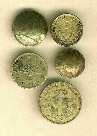 5 Real Silver Coin Buttons