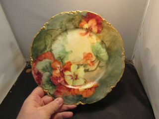 Hand Painted Flowers Limoges Plate Artist Signed