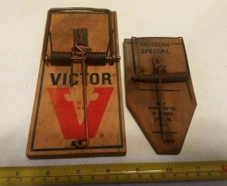 Vtg Animal Trap Co Of America Museum Special Lititz Pa & Large Victor Mouse Trap