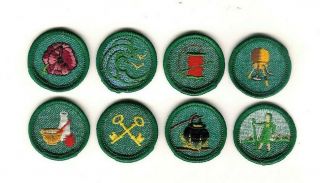 Girl Scout Patch Group Of 8 Proficiency Badges Rolled Edge