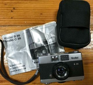 Vintage Rollei B 35 Camera With Strap Case & Instructions