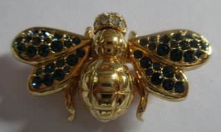 Swarovski Swan Signed Clear Crystal Bumble Bee Gold Pave Pin Brooch