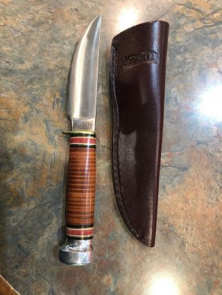 Vintage Marbles Plainsman Knife And Sheath 2
