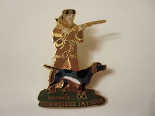 Davy Crockett Bluetick Coonhound Coon Hunt Tennessee Delegate Jaycees 2 " Pin