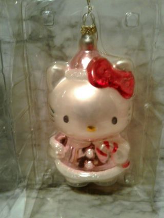 Hello Kitty Ornament Sanrio Smiles Christmas 4 1/2 " Candy Cane Red Outfit Nib