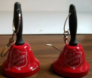 Tin Miniature Red Salvation Army Bell Ornament Fob Key Ring Charm Earrings