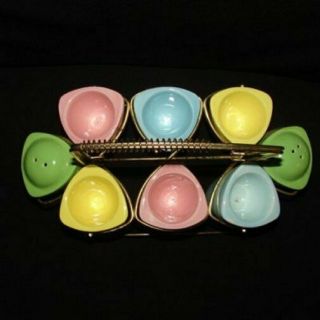 Vintage Egg Cups with Rack and Salt Pepper - g/w Fiesta & Colorware 2