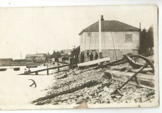 Leigh On Sea 1900s Real Photo Postcard Boat House ? Sailors Unusual Animated