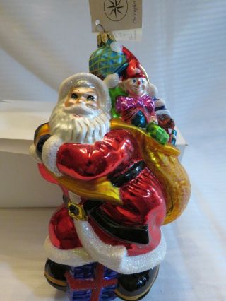 Christopher Radko Large Santa Ornament with Bag 1996 Retired EUC 2