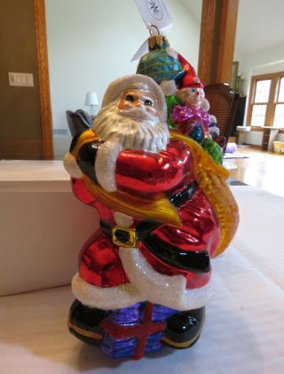 Christopher Radko Large Santa Ornament with Bag 1996 Retired EUC 3