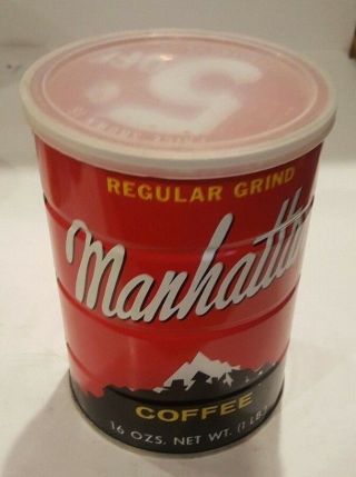 Vintage Manhattan Coffee Can Full 1 Lb Can
