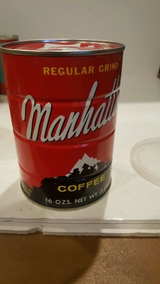 Vintage Manhattan Coffee Can Full 1 LB Can 3
