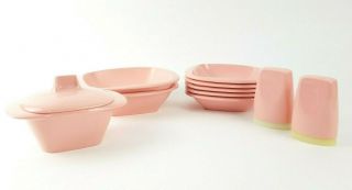 Pink Melmac Harmony House Talk Of The Town Bowls Salt Pepper Shakers Mcm Kitchen