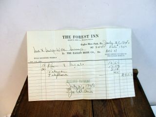 The Forest Inn Eagles Mere Park Pa 1940 Ephemera