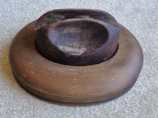 Antique Vintage 2 Piece Wood Block Mold Hat Making Form M.  A.  Cuming & Co.  6 7/8