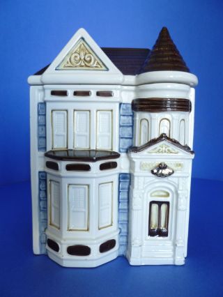 Vintage Otagiri Victorian House Shape Porcelain Cookie Jar.  Made In Japan