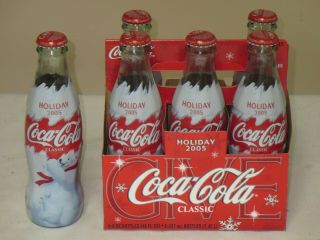 2005 Coca Cola Wrapped Holiday Bottles 6 Pack Bottles Never Opened
