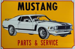 Mustang Parts And Service White Paint Classic Car Ford Metal Sign