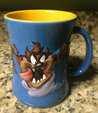 Looney Tunes Xpres Taz Tazmanian Devil Coffee Mug 1999 Blue 3d