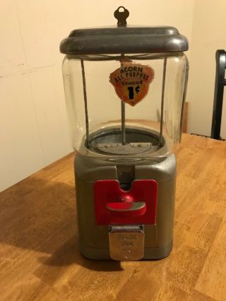 Vintage Old Acorn All Purchase Vendor 1 Cent Gumball Machine