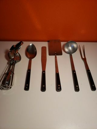 Vtg Flint Arrowhead Utensils Kitchen Tools 6 Pc Set Spatula,  Spoon,  Fork,  Etc.