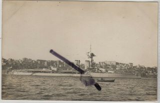 Royal Navy Hms Centurion At Constantinople Turkey Real Photo Postcard 1920 - 2