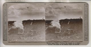 Wwi British Stereoview - Pulling The Trigger Of A Trench Mortar