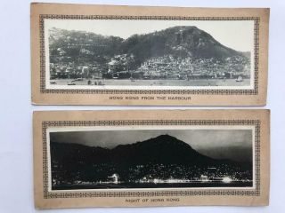 2 Vintage Early To Mid 20thc Real Photo Panoramic Postcards Of Hong Kong