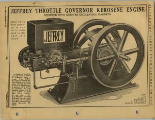 1920 Paper Ad Jeffrey Kerosene Hit & Miss Engine Motor Saw Timber Outfit Truck