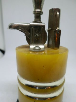 Vintage German Dgm Bakelite Catalin Amber Swirl Striker Table Lighter