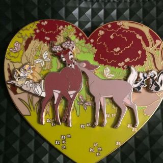 Bambi Thumper Flower Faline Miss Bunny Love Power Earth Heart Fantasy Pin Le 40