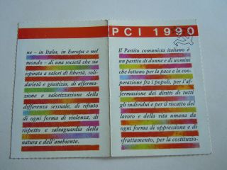 1990 Italy Communist Party - Membership Card Of The Part.  Comuista Italiano P.  C.  I.