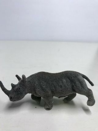 Vintage Flocked Rhinoceros Figure Toy Concepts N1