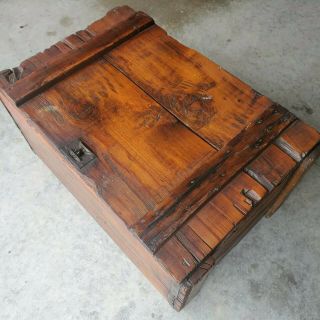 Vintage Handmade Rustic Wood Storage Chest Trunk Mid Century Farmhouse 2