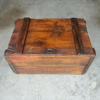 Vintage Handmade Rustic Wood Storage Chest Trunk Mid Century Farmhouse 3