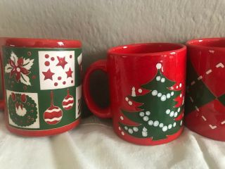 4 Waechtersbach Christmas Mugs Christmas Tree,  Argyle,  Patchwork & Holly 3