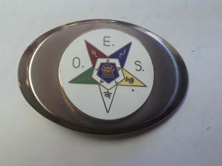 Order Of Eastern Star Lodge Belt Buckle With Oes On Front For 1.  25 " Belt Width