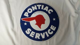 Vintage Pontiac Authorized Service Porcelain Sign Andy Rooney 1987