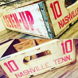 Vintage 1970’s Seven Up Wood Soda Crate Nashville Tennessee