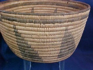 Vintage Native American Basket Bowl Very Tightly Woven Decorated 3