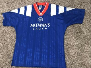 Rangers Glasgow 1992/1993/1994 Vintage Home Football Shirt Jersey Adidas Size Xl