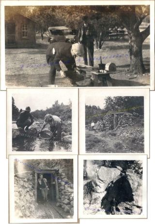 1920s Mexico Men Gold Prospectors Miners Panning Stream Mine Camp Photos