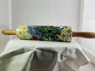Hand Painted Ceramic Rolling Pin With Wood Handles