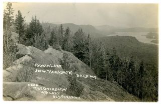 Old Forge Ny - Fourth Lake From Hogsback Mountain - Rppc Postcard Adirondacks 4th