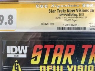 Star Trek Visions 6 CGC 9.  8 SS Signed by William Shatner IDW John Byrne 2